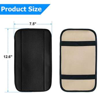 8sanlione Car Armrest Storage Box Mat, Fiber Leather Car Center Console Cover, Car Armrest Seat Box ...
