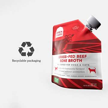 Open Farm Bone Broth, Food Topper for Both Dogs and Cats with Responsibly Sourced Meat and Superfoods without Artificial Flavors or Preservatives, 12oz (Grass-Fed Beef)