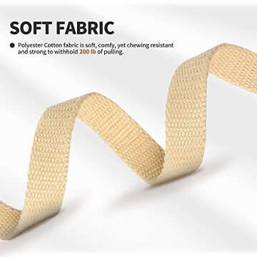 Mile High Life Dog Collars | Soft Cotton Dog Collars w Heavy Metal Buckle | Classic Puppy Collar w Premium Genuine Leather Tips | Pet Collars for Large Dogs (Khaki)