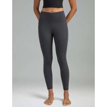 Colorfulkoala Women's High Waisted Tummy Control Workout Leggings 7/8 Length Yoga Pants with Pockets (S, Charcoal Grey)