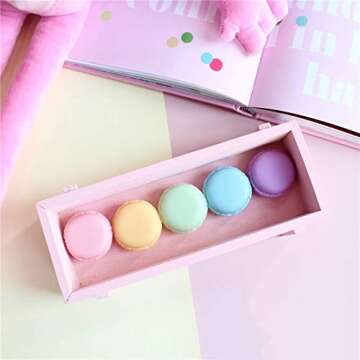 Rocutus 16 Pieces Macaron Case,Candy Color Mini Macaron Box, Macaron Jewelry Box, Macaron Cute Pill Box, Macaron Jewelry Storage Box, Cute Pill Organizer Case