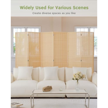 JOSTYLE Bamboo Room Divider 6ft Tall - Stylish Privacy Screen