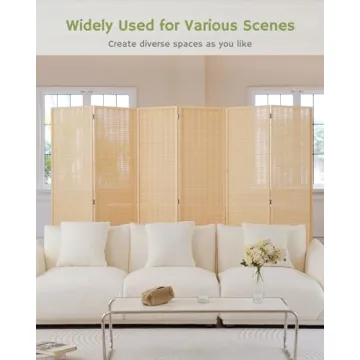 JOSTYLE Bamboo Room Divider 6ft Tall - Stylish Privacy Screen
