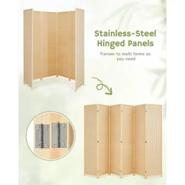 JOSTYLE Bamboo Room Divider 6ft Tall - Stylish Privacy Screen