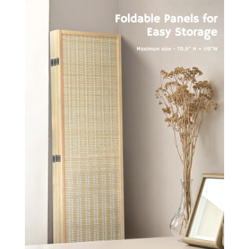 JOSTYLE Bamboo Room Divider 6ft Tall - Stylish Privacy Screen