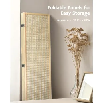 JOSTYLE Bamboo Room Divider 6ft Tall - Stylish Privacy Screen