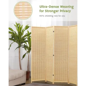 JOSTYLE Bamboo Room Divider 6ft Tall - Stylish Privacy Screen