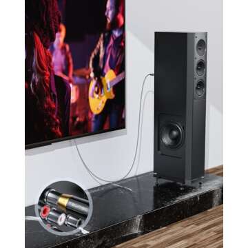 Tewmsc Subwoofer Cable 10ft, Dual Shielded Subwoofer RCA Cable Gold-Plated Connector RCA to RCA Audio Cable Nylon Braided RCA Subwoofer Cable for Amplifiers,Home Theater,Hi-Fi Systems,Subwoofer