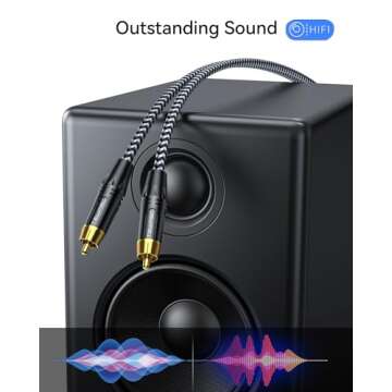 Tewmsc Subwoofer Cable 10ft, Dual Shielded Subwoofer RCA Cable Gold-Plated Connector RCA to RCA Audio Cable Nylon Braided RCA Subwoofer Cable for Amplifiers,Home Theater,Hi-Fi Systems,Subwoofer