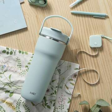 Zak Designs Family Tumbler Bundle with 30oz 2-IN-1 Lid Insulated Tumbler Icicle Mint Gren & 15oz Toddler Dinosaur Sippy Cups, Leak-Proof Design Perfect for On-the-Go