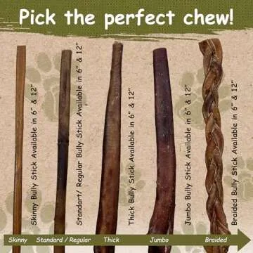 Top Dog Chews - Thick 6 Inch Bully Sticks, 100% Natural Beef, Free Range, Grass Fed, High Protein, Supports Dental Health & Easily Digestible, Dog Treat, 12 Pack- 19oz