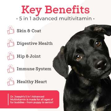 Dr. Joseph's VetPro Complete Multivitamin Dog Supplement, 120 Count, 5in1 Chew with Vitamins, Enzyme...