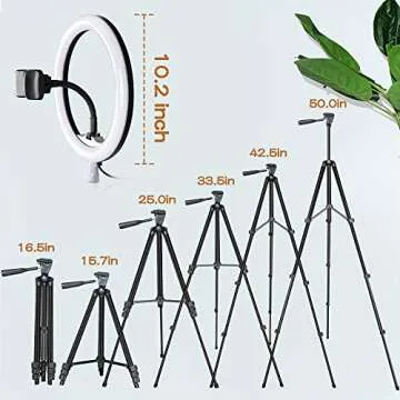 Aureday 10.2” Selfie Ring Light with 50” Tripod Stand