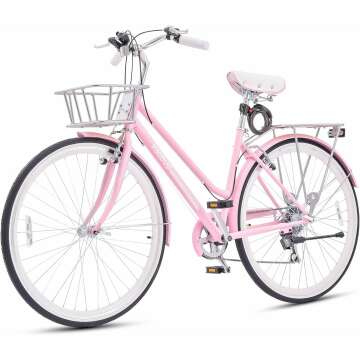 Viribus Women's 7 Speed Hybrid Bike with Basket