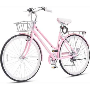 Viribus Women's 7 Speed Hybrid Bike with Basket