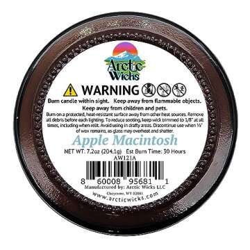 Apple Macintosh | Arctic Wicks Handmade Scented Coconut Beeswax Candles | Natural Coconut Beeswax 9oz Amber Jar | Farmhouse Candles High-Quality Wax Non-Toxic Clean Burn 100% USDA Certified Biobased