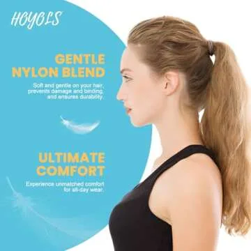 HOYOLS Large Fabric Hair Ties Soft & Gentle Bands Ponytail Holder for Thick Heavy Curly Hair, No Slip No Damage Seamless Scrunchies Headbands 100 Pcs (Caramel)