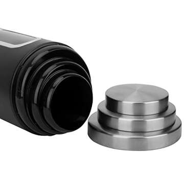 AEUNKIUO Black Kitchen Counter Canister set 3 pieces, 0.9/1.6/2.9 Quarts Stainless Steel Flour Sugar Tea Coffee Biscult Storage Containers with with Long Wood Spoon&Visible