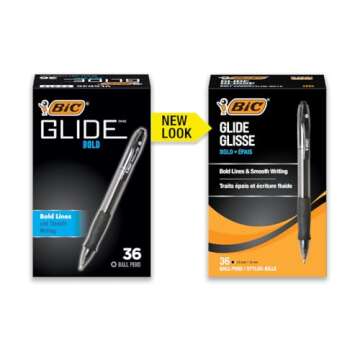BIC Glide Bold Retractable Ballpoint Pens, Bold Point (1.6mm), Black Ink Pens, 36-Count Pack, Pens f...