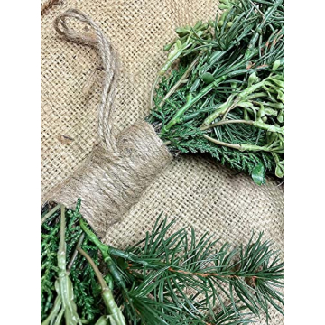 18 inch Artificial Cedar and Jute Front Door Wreath with Hand Tied Twig Base