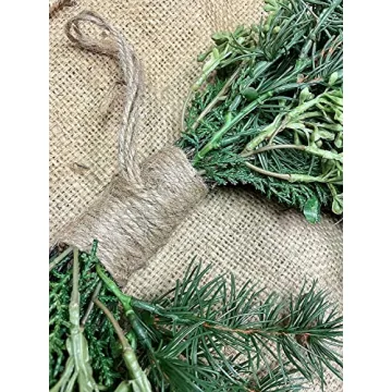 18 inch Artificial Cedar and Jute Front Door Wreath with Hand Tied Twig Base