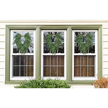 18 inch Artificial Cedar and Jute Front Door Wreath with Hand Tied Twig Base