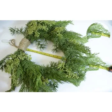 18 inch Artificial Cedar and Jute Front Door Wreath with Hand Tied Twig Base