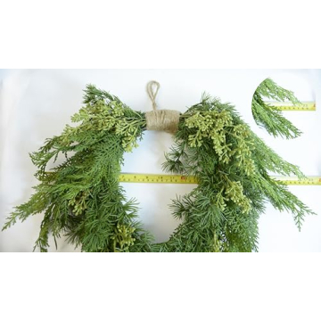 18 inch Artificial Cedar and Jute Front Door Wreath with Hand Tied Twig Base