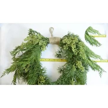 18 inch Artificial Cedar and Jute Front Door Wreath with Hand Tied Twig Base