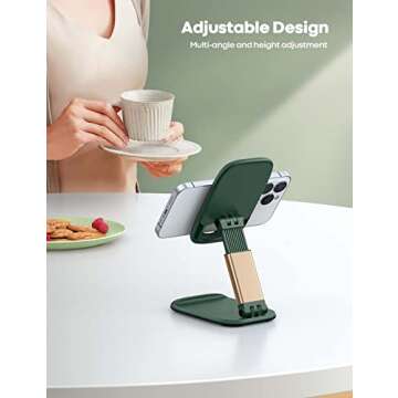 Lamicall Cell Phone Stand, Desk Accessories - Green Office iPhone Accessories Cell Phone Holder, Off...