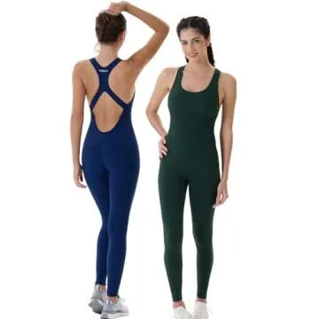 AUROLA Power Workout Jumpsuit for Women Yoga Gym Seamless One Piece Racerback Tummy Control Padded B...