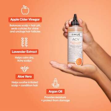 dpHUE Apple Cider Vinegar Hair Rinse, 2 oz - Shampoo Alternative, Scalp Cleanser & Post Workout Rins...