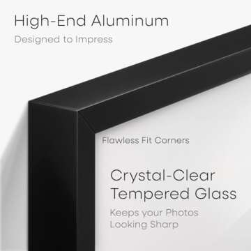 Homeforia 20x24 Picture Frame Black, High End Metal 20x24 Frame Matted to 16x20 Print, 20 x 24 Black Poster Frames with Mat 16 by 20 inch Photo, 24x20 Hanging Frame, Tempered Glass, Wall Kit, Set of 1