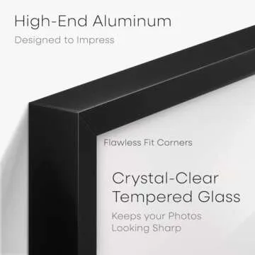 Homeforia 20x24 Picture Frame Black, High End Metal 20x24 Frame Matted to 16x20 Print, 20 x 24 Black Poster Frames with Mat 16 by 20 inch Photo, 24x20 Hanging Frame, Tempered Glass, Wall Kit, Set of 1