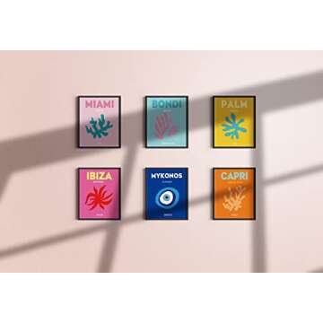 TwoDays Preppy Room Décor Aesthetic, Preppy Wall Decor, Preppy Travel Prints, Preppy Stuff, Preppy Things, Preppy Posters for Teen Girl Room (8" x 10"，Set of 6, UNFRAMED)