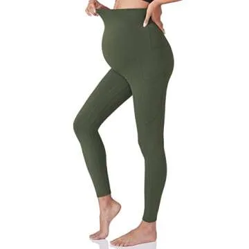 POSHDIVAH Women's Maternity Workout Leggings Over The Belly Pregnancy Yoga Pants with Pockets Soft A...
