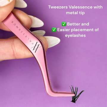 Valessence Lash Extension Kit 160pcs Clusters Individual Lashes Kit (40D-MIX-8-12mm) Lash Clusters, Lash Adhesive For Sensitive Eye, Lash Tweezer for Eyelash Extension at Home