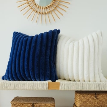 JOJUSIS Faux Fur Decorative Pillow Covers - Navy Blue