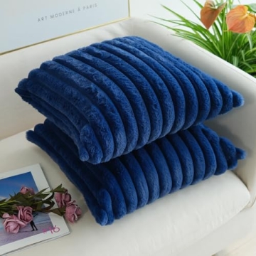 JOJUSIS Faux Fur Decorative Pillow Covers - Navy Blue