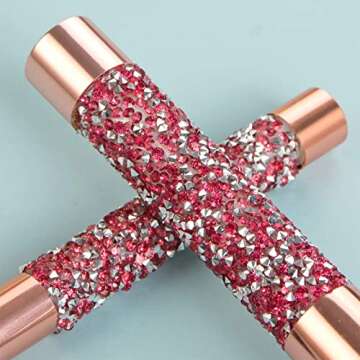 Glitz and Glam Essentials Makeup Brushes, 1 Set Rhinestone Makeup Brush Set Professional Beauty Cosmetic Brushes with Bag for Face Make Up Tools (pink)