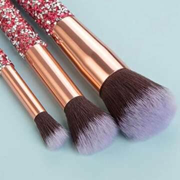 Glitz and Glam Essentials Makeup Brushes, 1 Set Rhinestone Makeup Brush Set Professional Beauty Cosmetic Brushes with Bag for Face Make Up Tools (pink)