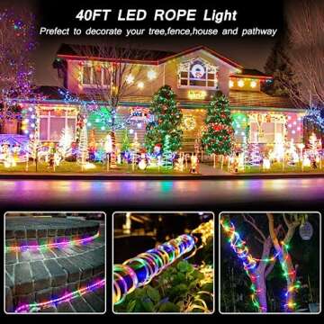 Bebrant LED Rope Lights Battery Operated String Lights-40Ft 120 LEDs 8 Modes Outdoor Waterproof Fair...