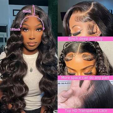 Yumkot 13x6 Lace Front Wigs Human Hair Body Wave Wig - 24inch 180% Density Glueless Wigs Human Hair ...