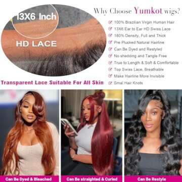 Yumkot 13x6 Lace Front Body Wave Wig - 24inch Glam Hair