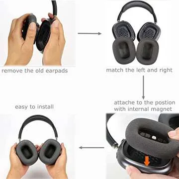 Ear Cushions Leather Replacement for AirPods Max Headphone Protein Leather Memory Foam earpads Ear Cups Replace Cushion (Pink)