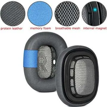 Ear Cushions Leather Replacement for AirPods Max Headphone Protein Leather Memory Foam earpads Ear Cups Replace Cushion (Pink)