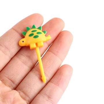 IYSHOUGONG 30Pcs/5Sets Dinosaur Fruit Food Picks Dinosaur Lunch Bento Box Picks Cartoon Animal Toothpick Mini Cupcake Picks Lunch Bento Forks for Fruits Cake Dessert