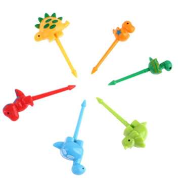 IYSHOUGONG 30Pcs/5Sets Dinosaur Fruit Food Picks Dinosaur Lunch Bento Box Picks Cartoon Animal Toothpick Mini Cupcake Picks Lunch Bento Forks for Fruits Cake Dessert