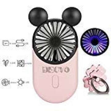 YMHML Cute Personal Mini Fan, Handheld & Portable USB Rechargeable Fan with Beautiful LED Light, 3 A...