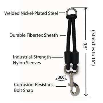 JERK-EASE BUNGEE DOG LEASH EXTENSION – Patented Shock Absorber Attachment Protects You and Your Dogs – Works with ANY Leash & Collar or Harness – a MUST for Retractable Leashes – PICK SIZE/COLOR BELOW